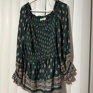 Arula plus size A teal floral color